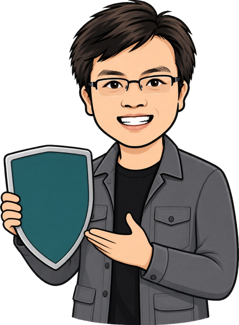 BigBrother mascot holding a shield for website security