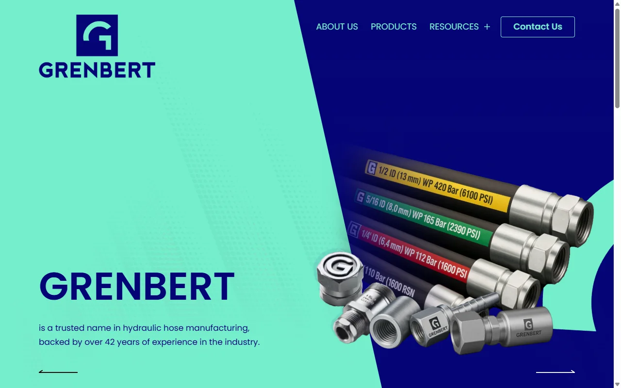 Grenbert website, Home page on desktop